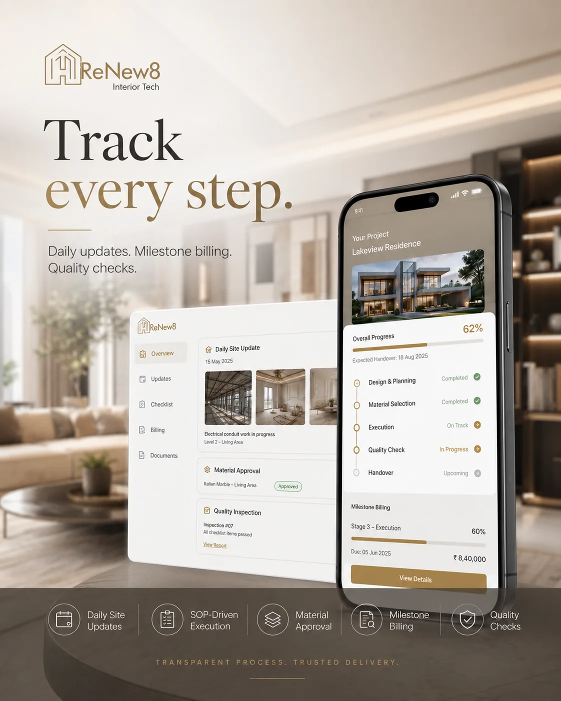 Illustrative Renew8 project interface