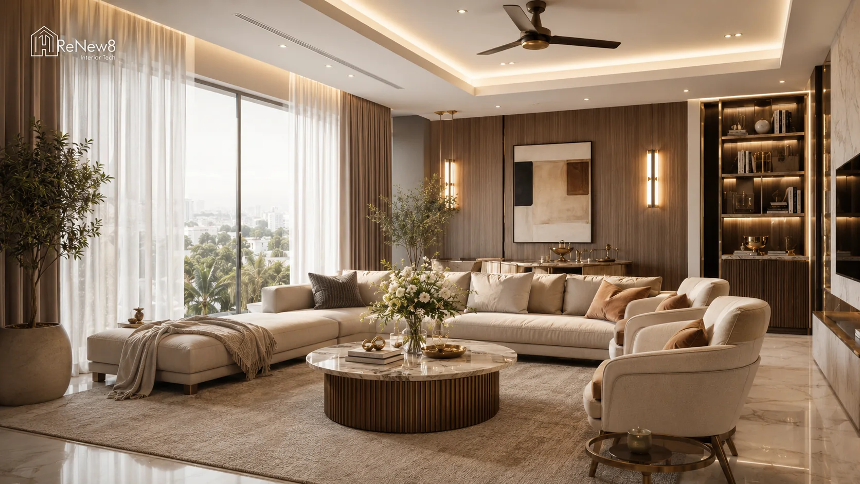 Warm luxury living room interior